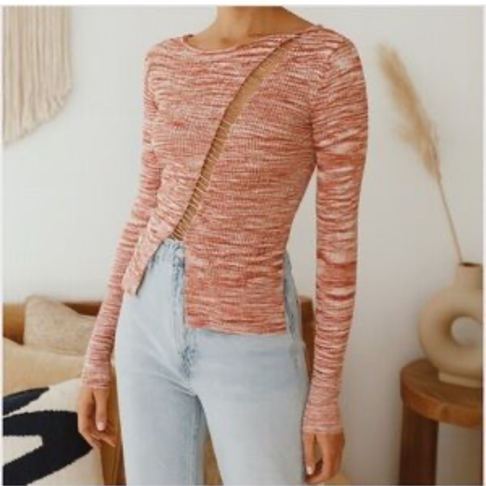 h:ours Poppy Spacedye Sweater Pink Marled Knit Crewneck Small - Picture 2 of 9